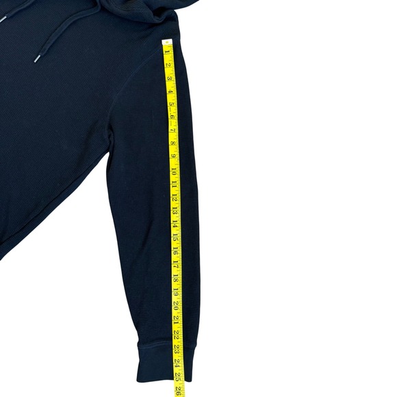 American Eagle Mens Black Waffle Knit Thermal Hoodie Sweatshirt Size Large L - Picture 6 of 9